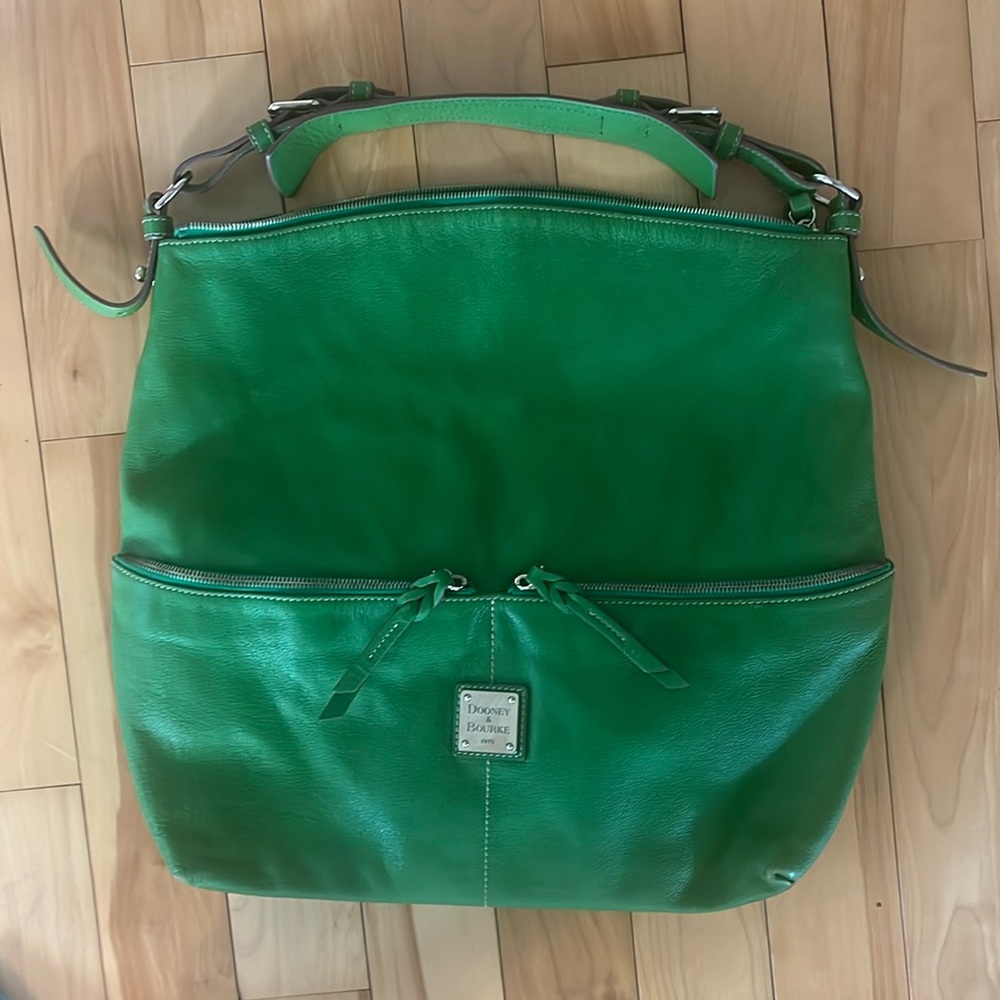 Avocado green Dooney & Bourne large hobo style leather bag